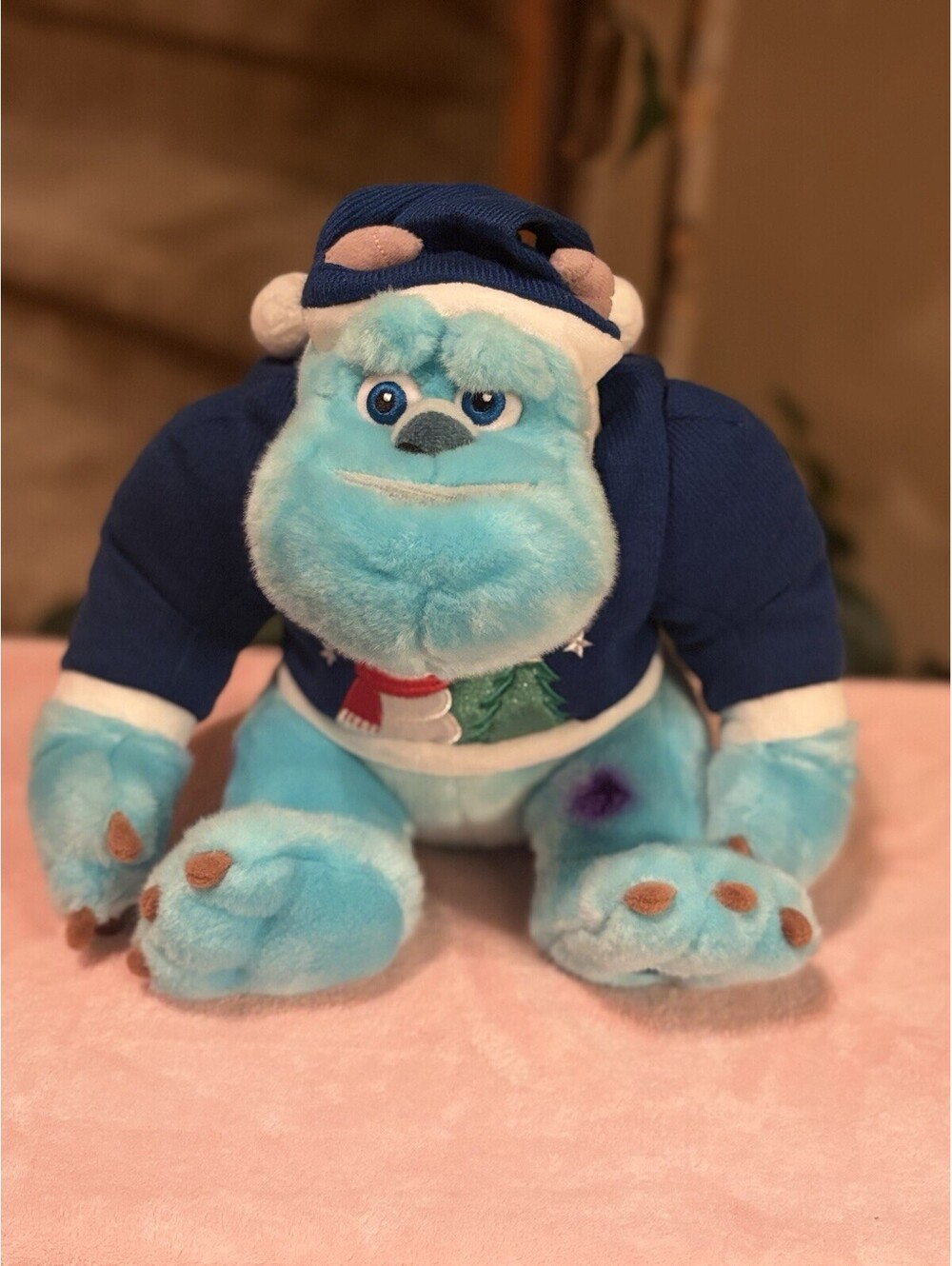 Monsters Inc. Sully Disney Store Exclusive Holiday Plush Blue Snowman Sweater